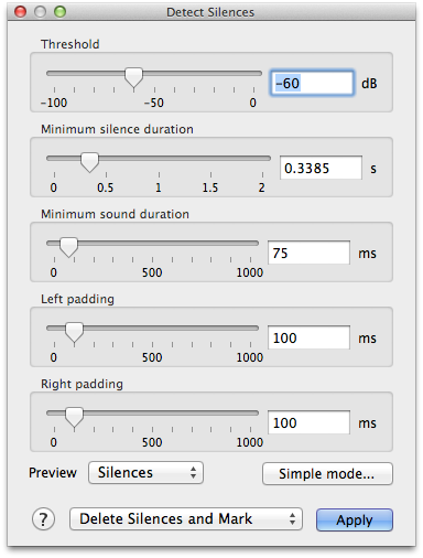 The expert silence detector, with extra\n parameters